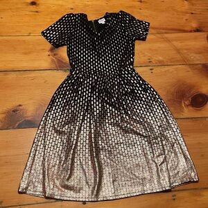 LuLaRoe Black and Gold Midi Dress